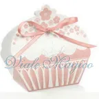 Porta Confetti Cupcake fiorellini Rosa Tortora Bouffet Dolci Matrimonio