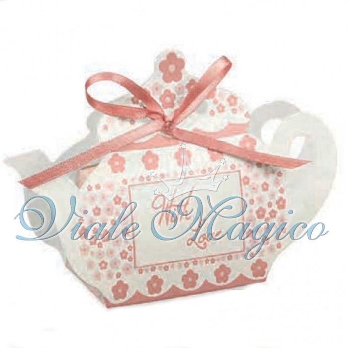 Bomboniera Faidate Portaconfetti Scatolina Teiera Fiori Confettate Bomboniera Faidate Portaconfetti Scatolina Teiera Fiori Confettate