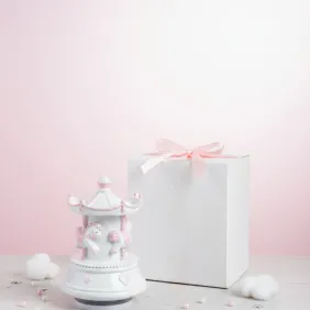 Bomboniera nascita carillon giostrina rosa con melodia