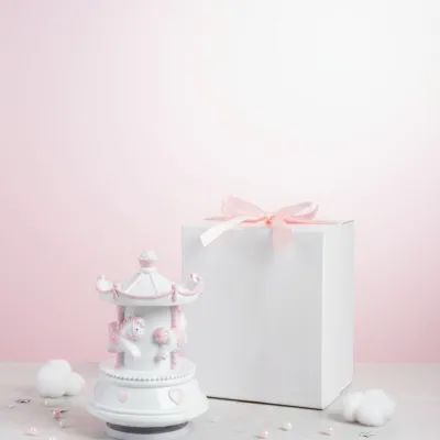 Bomboniera nascita carillon giostrina rosa con melodia