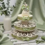 Bomboniere Portachiavi Albero della Vita Traforato Su Torta con Confetti