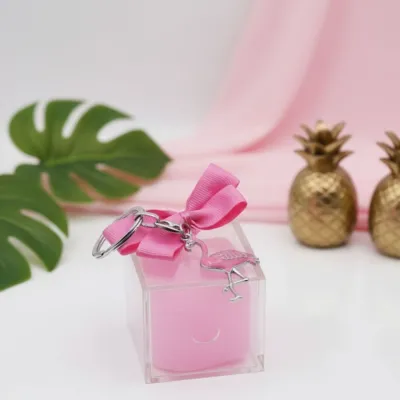 Portachiave Fenicottero Rosa Bomboniere Plexiglass con Confetti