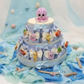 Bomboniere Sacchetti Battesimo e Nascita con Animali Tema Mare Torta portaconfetti