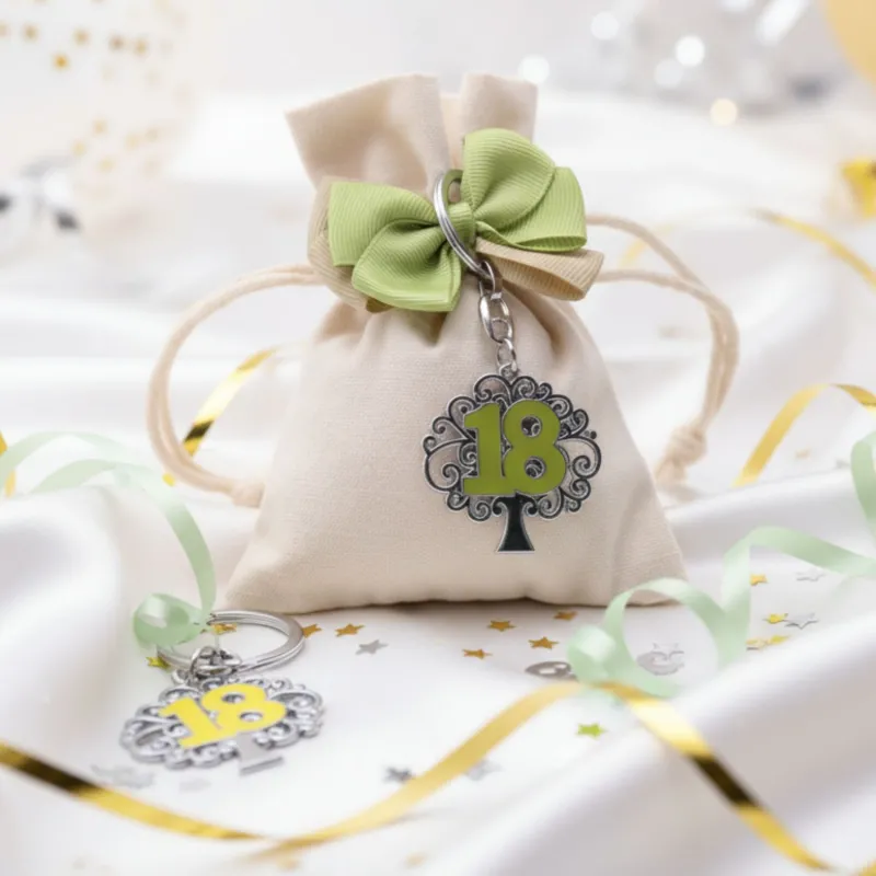 Portachiave Albero della vita n°18 bomboniere confezionate su Sacchetto