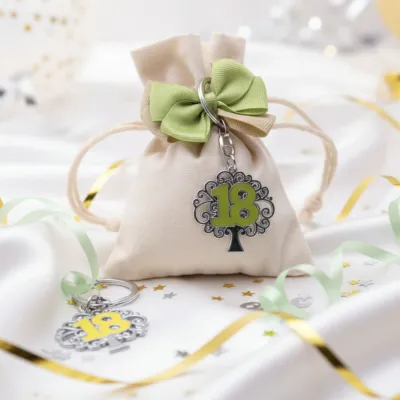 Portachiave Albero della vita n°18 bomboniere confezionate su Sacchetto