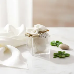 Portachiavi Quadrifoglio bomboniera su plexiglass per compleanno e comunione