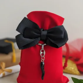 Corno Portafortuna Nero Sacchetto con Portachiavi