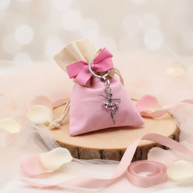 Bomboniere Confezionate Ballerina Goccia con Portachiave su Sacchetto