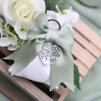 Bomboniere Matrimonio Portachiave Albero del Cuore su Sacchetto Confezionate fiocco verde