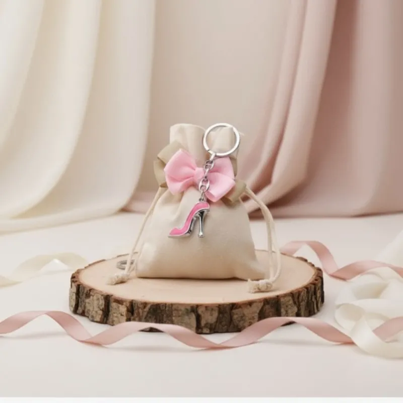 Portachiave Tacco a Spillo su Sacchetto Bomboniere Confezionate