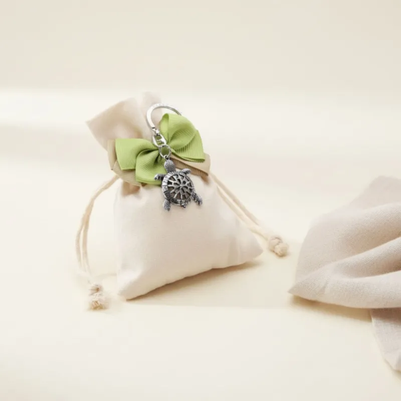 Portachiave Tartaruga Chrome su Sacchetto Bomboniere con Confetti