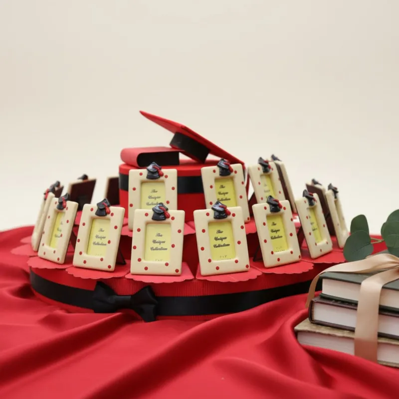 Portafoto Cappello Laurea con Pois Torta Bomboniere Laurea