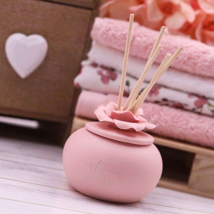 Profumatore Cipria con rosa - Bomboniere Battesimo