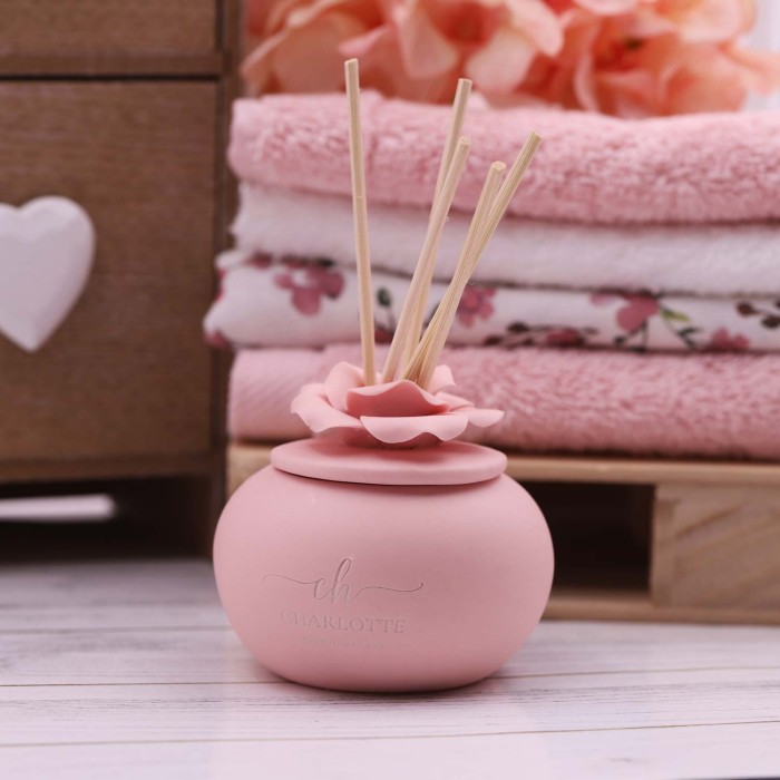 Profumatore Cipria con rosa - Bomboniere Battesimo