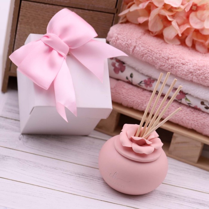 Profumatore Cipria con rosa - Bomboniere Battesimo