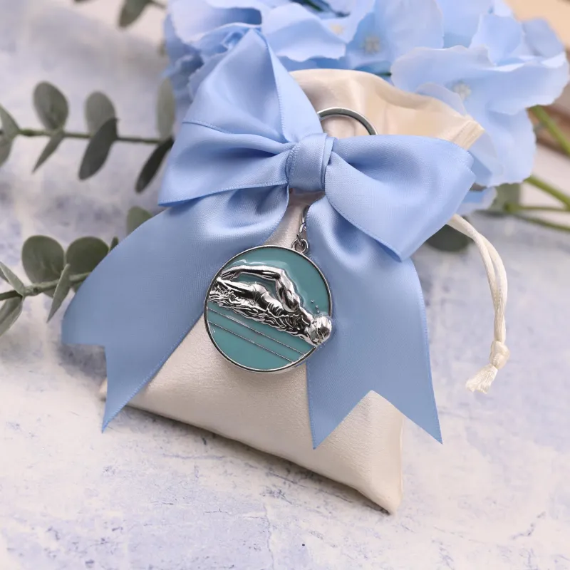 Bomboniera Sacchetto con Portachiavi Nuotatore Personalizzato