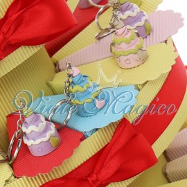 Bomboniere Offerta Torta Confetti con Portachiave Tortina Compleanno Confettata
