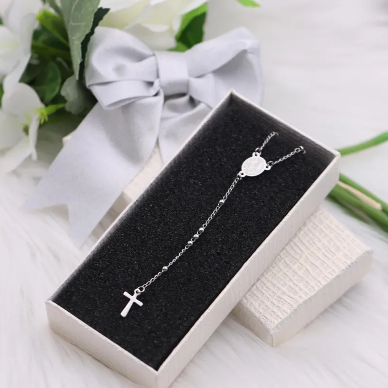 Collana rosario argento con croce – gioiello religioso elegante