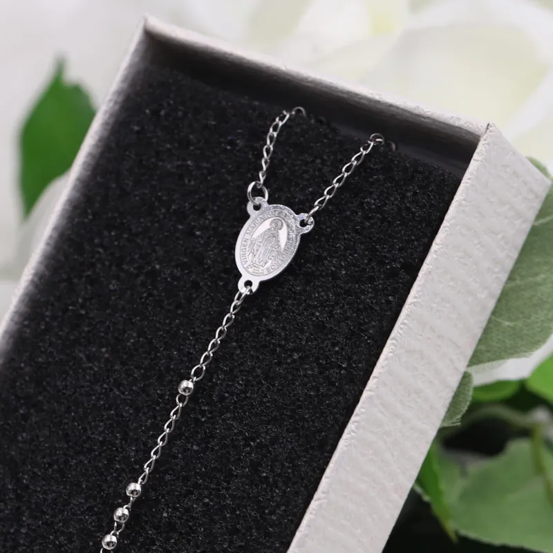 Collana rosario argento con croce – gioiello religioso elegante