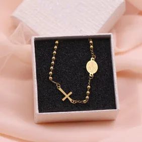 Bomboniera rosario oro con croce – bracciale religioso