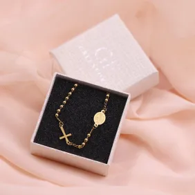 Bomboniera rosario oro con croce – bracciale religioso