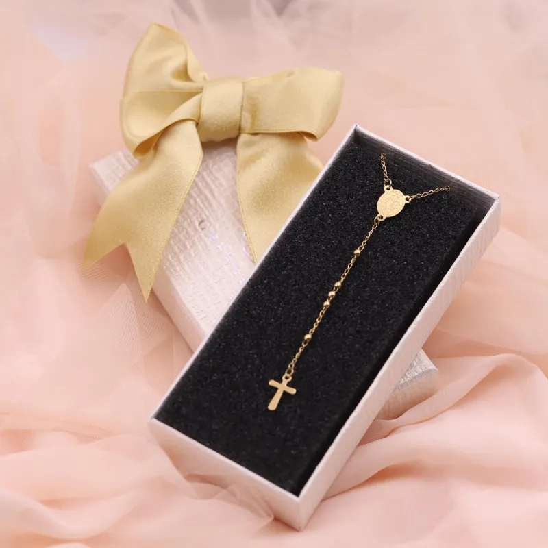 Bomboniera collana rosario oro – croce e medaglietta