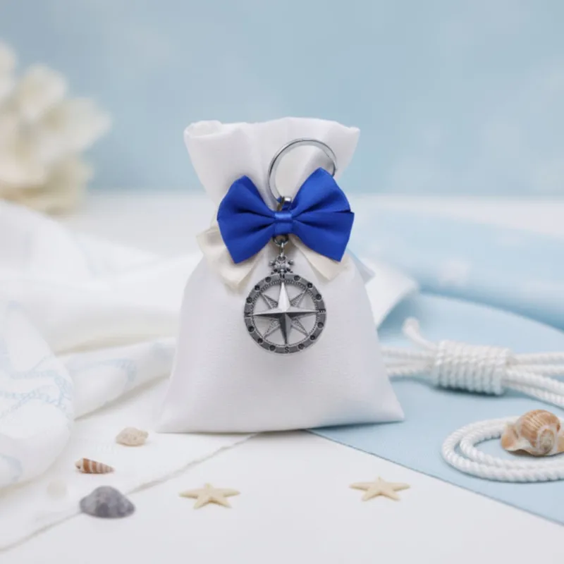 Sacchetto portaconfetti in raso con Rosa dei Venti