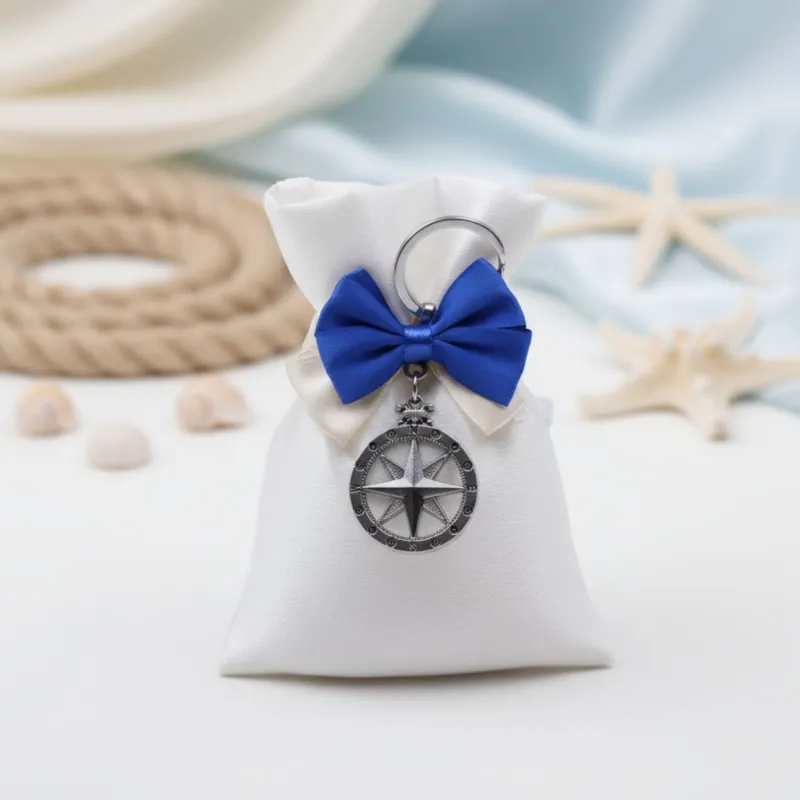 Sacchetto portaconfetti in raso con Rosa dei Venti