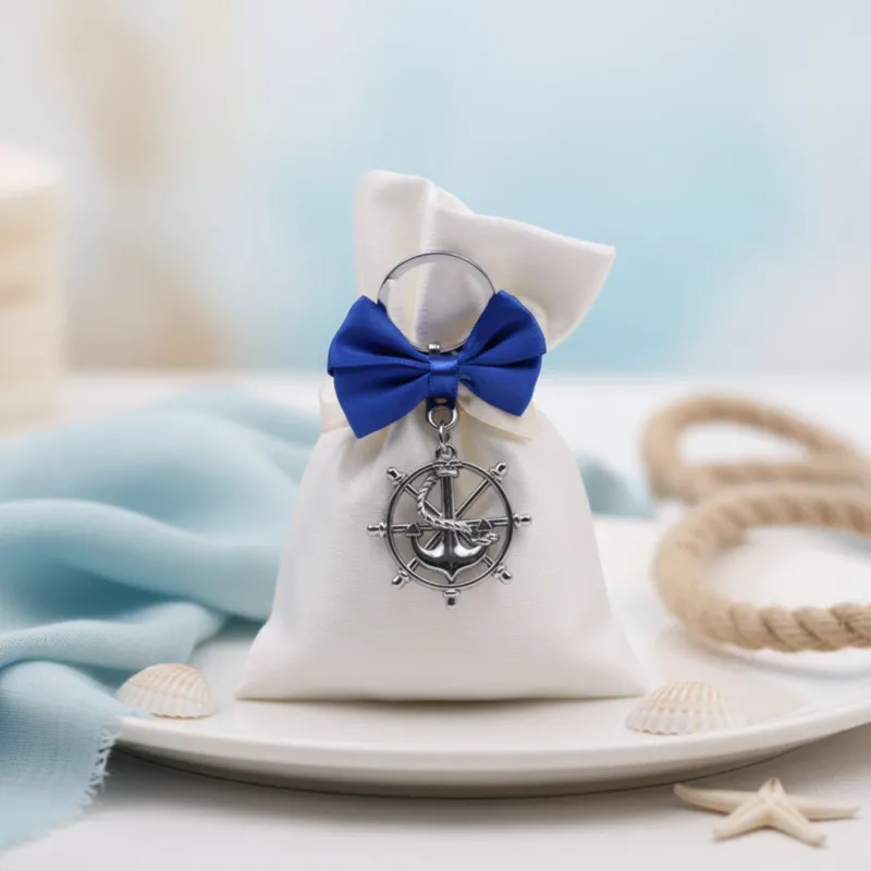 Ancora E Timone Silver per Compleanno su Sacchetto