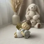 Tris Statuine Angioletti Con Orsetto e Alette Dorate