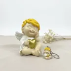 Bomboniere Angeli Biondo Battesimo Portachiave su Torta con Confetti