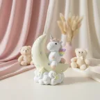 Salvadanaio Unicorno Moon bimba in resina - bomboniera battesimo confezionata