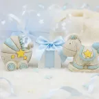 Bomboniera Salvadanaio pony e carrozzina bimbo in scatola da cerimonia - collezione NinnaNanna