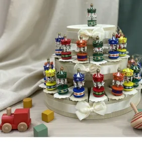 Bomboniera battesimo e compleanno bambini con carillon in legno colorati