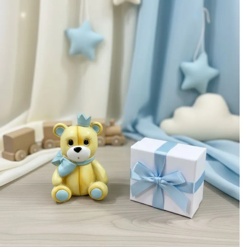 Bomboniera Orsetto con Corona Azzurra – Perfetta per Battesimo, Nascita e Primo Compleanno