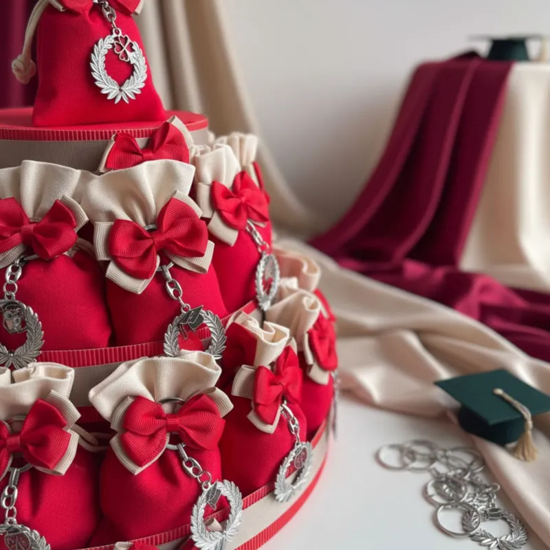 portachiavi corona d'alloro coccinella gufetto tocco e quadrifoglio