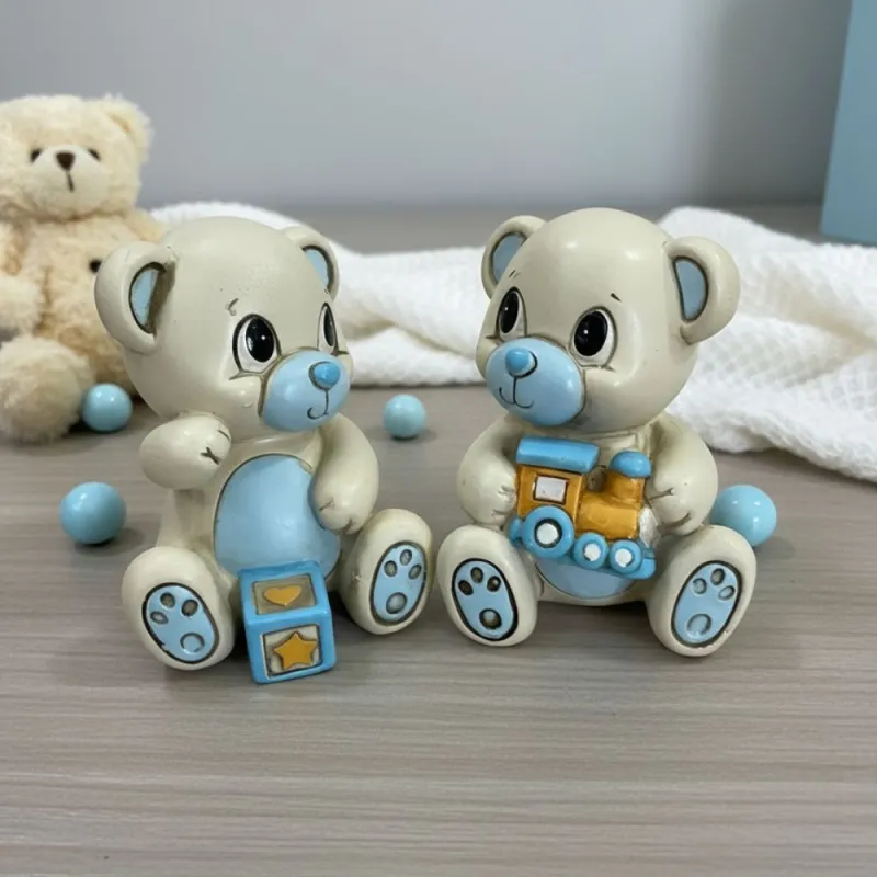 Orsacchiotti in Resina Azzurra Trenino e Dadi