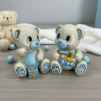 Orsacchiotti in Resina Azzurra Trenino e Dadi