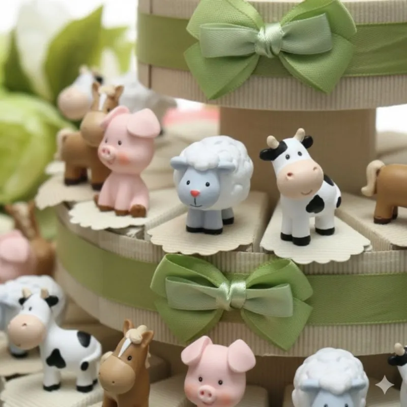 Animali Della Fattoria Statuine Su Torta Bomboniere Compleanno
