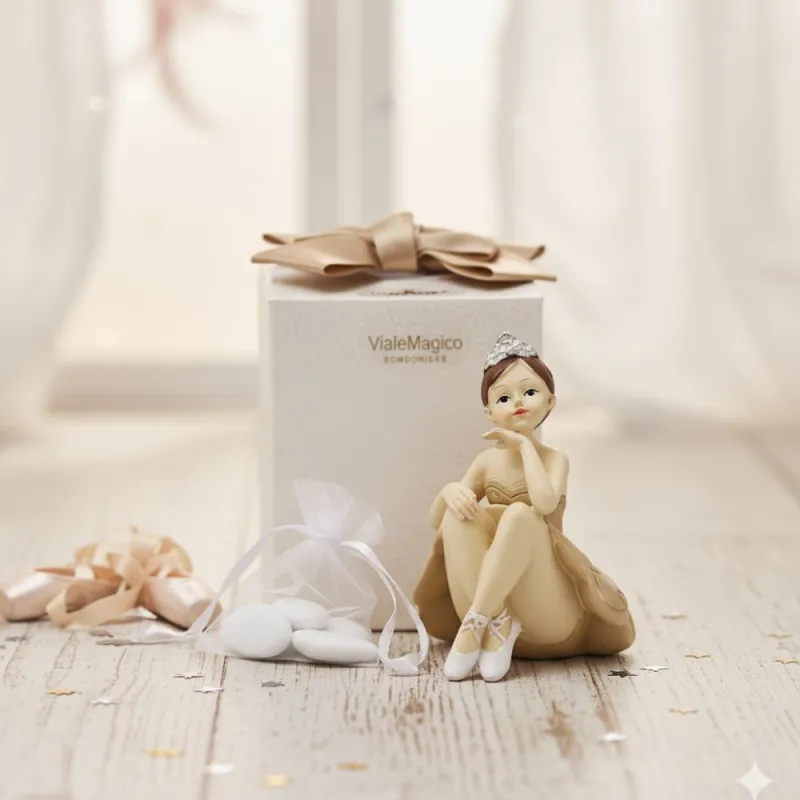 Statuina Maxi Ballerina Princess Ivory Bomboniere Confezionate