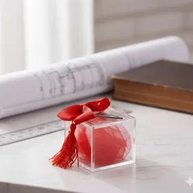 Plexiglass Rosso con Ciondolo Squadretta Mini