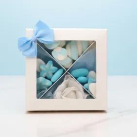 Scatola Confettata e Caramelle Celeste "Romantic Box"