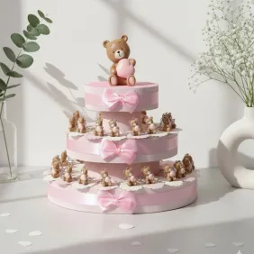 Bomboniere Torte Orsetti Cuore Bimba Portachiave MilleCuori