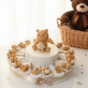 Torta Bomboniere Nascita con calamita orsetto Teddy portaconfetti