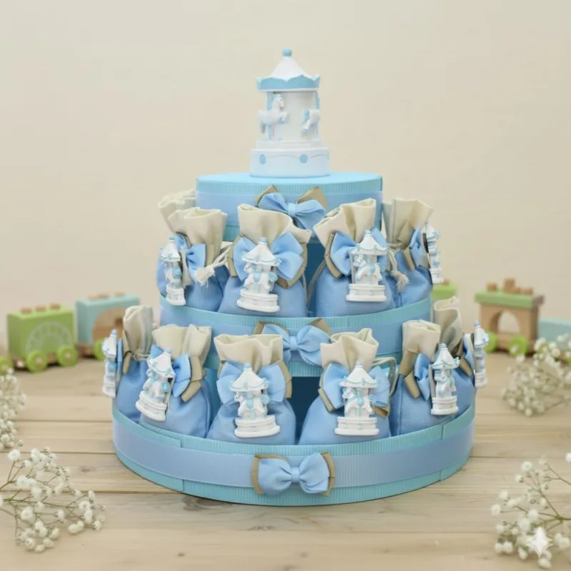 Carillon Bimbo Bomboniere Confezionate Torta 25 Sacchetti Calamite