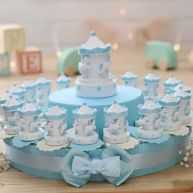 Battesimo Bomboniere Carillon Giostrina Bimbo Statuine su Torta portaconfetti