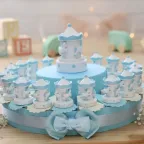 Battesimo Bomboniere Carillon Giostrina Bimbo Statuine su Torta portaconfetti
