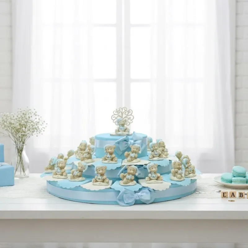 Torte Bomboniere Nascita Battesimo con Statuina Orsettino NinnaNanna Baby Shower Confettata