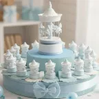 La Giostra dei Sogni: Torta Bomboniere Carillon Azzurra per Battesimo & Nascita Bimbo