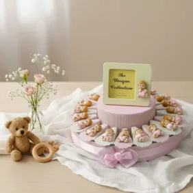 Bimba con Leccalecca e Cuore Calamita Torta Bomboniere